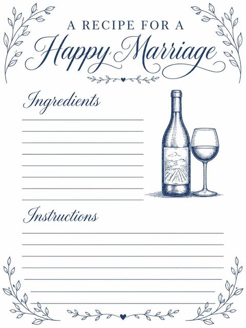 Recipe card in the Blue Ink Vineyard Bridal Shower design