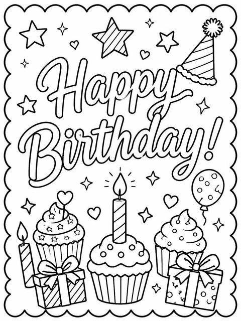 Coloring sheet in the Pastel Scalloped Star 9th Birthday Invitation design
