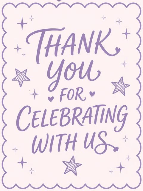 Thank-you flat in the Pastel Scalloped Star 9th Birthday Invitation design