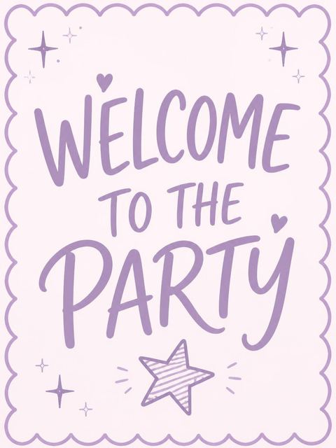 Welcome sign in the Pastel Scalloped Star 9th Birthday Invitation design