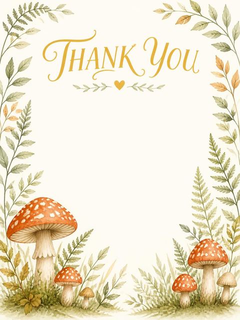 Thank-you flat in the Watercolor Gnome Garden 2nd Birthday design