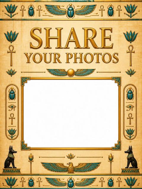 Hashtag card in the Gold Papyrus Egyptian 8th Birthday design