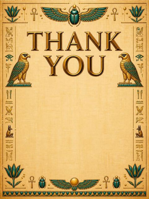Thank-you flat in the Gold Papyrus Egyptian 8th Birthday design