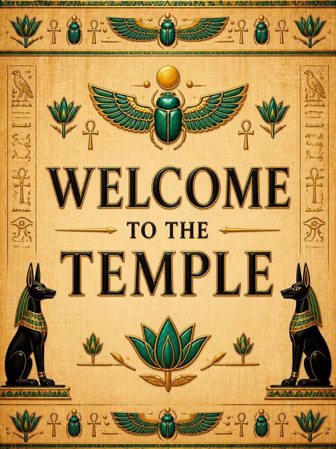 Welcome sign in the Gold Papyrus Egyptian 8th Birthday design