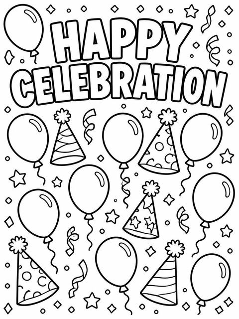 Coloring sheet in the Primary Color Balloon Kids' 3rd Birthday design