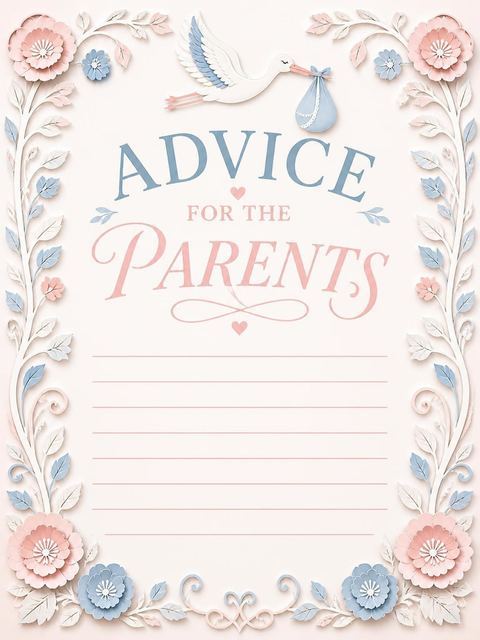 Advice card in the Pink and Blue Stork Baby Shower design