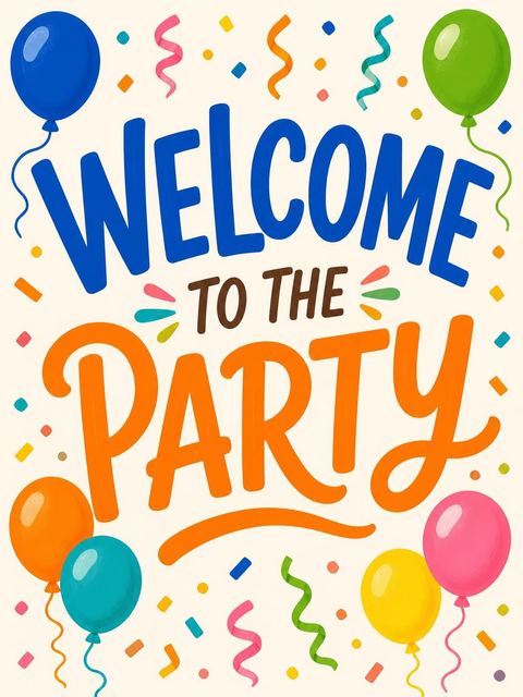 Welcome sign in the Primary Color Balloon 9th Birthday Invitation design