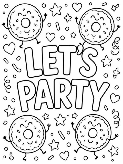 Coloring sheet in the Crayon Donut Character 2nd Birthday Invitation design