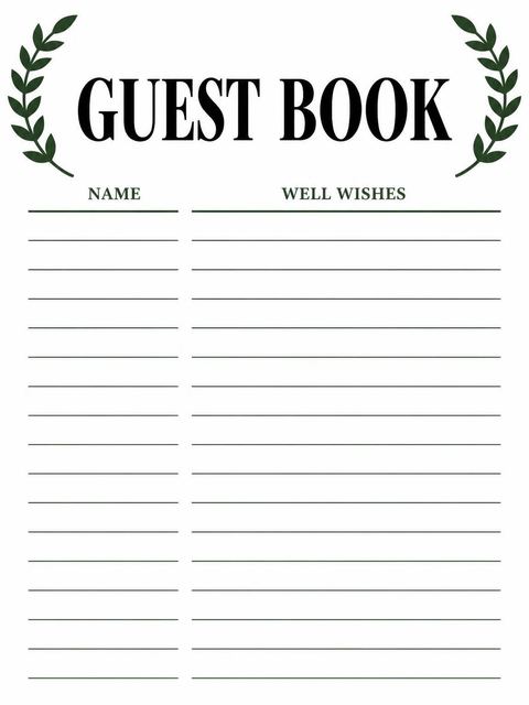 Guest sign-in sheet in the Minimalist Black and Green 50th Birthday design