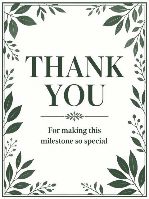 Thank-you flat in the Minimalist Black and Green 50th Birthday design