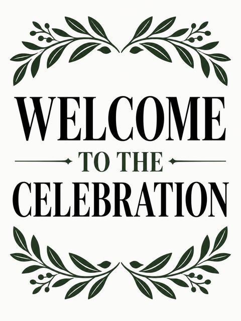 Welcome sign in the Minimalist Black and Green 50th Birthday design