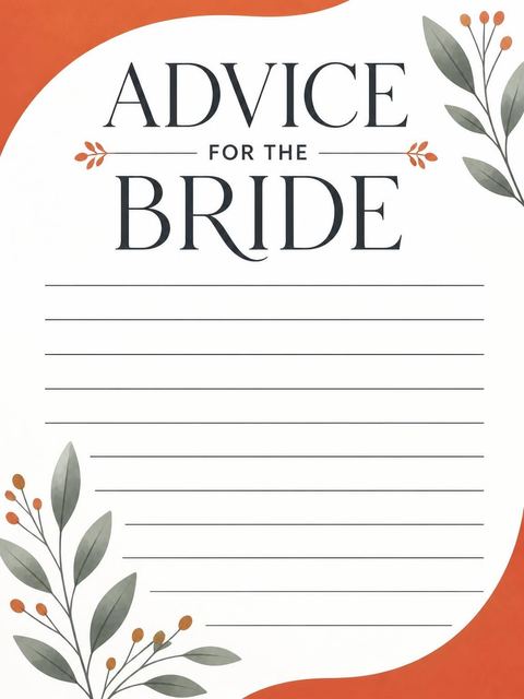 Advice card in the Terracotta Arch Botanical Bridal Shower design
