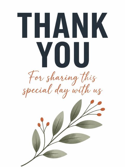 Thank-you flat in the Terracotta Arch Botanical Bridal Shower design