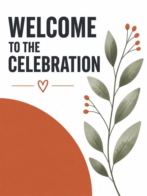 Welcome sign in the Terracotta Arch Botanical Bridal Shower design