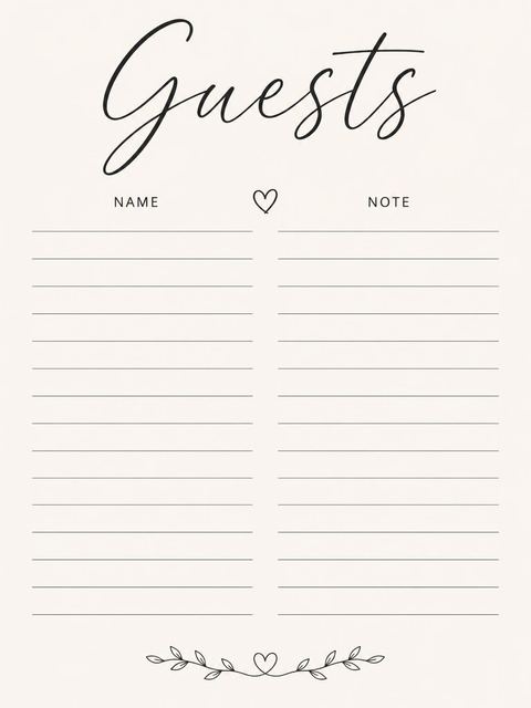 Guest sign-in sheet in the Cream Minimalist Script 90th Birthday design