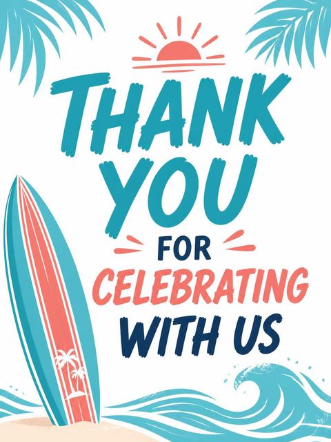 Thank-you flat in the Surfboard Ocean Wave Beach Party design