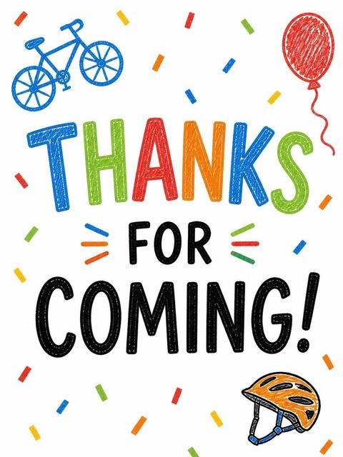 Thank-you flat in the Crayon Bicycle Motif 10th Birthday design