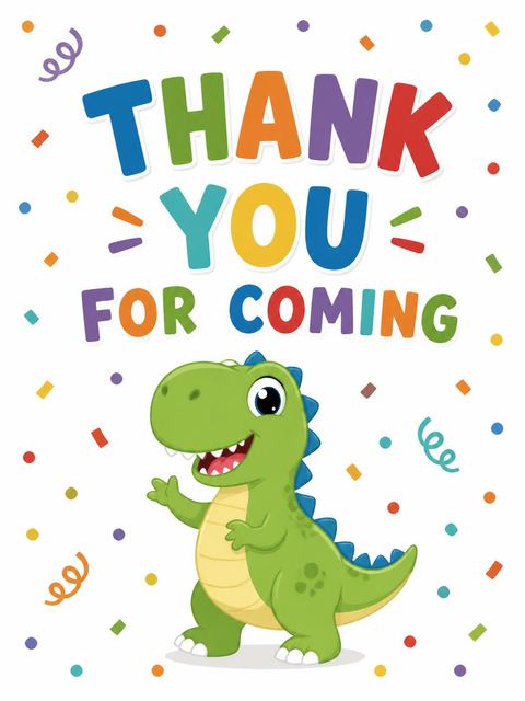 Thank-you flat in the Dinosaur Road Trip 3rd Birthday Invitation design