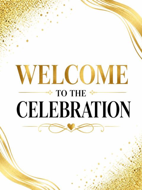 Welcome sign in the Gold 3D Numeral 18th Birthday design