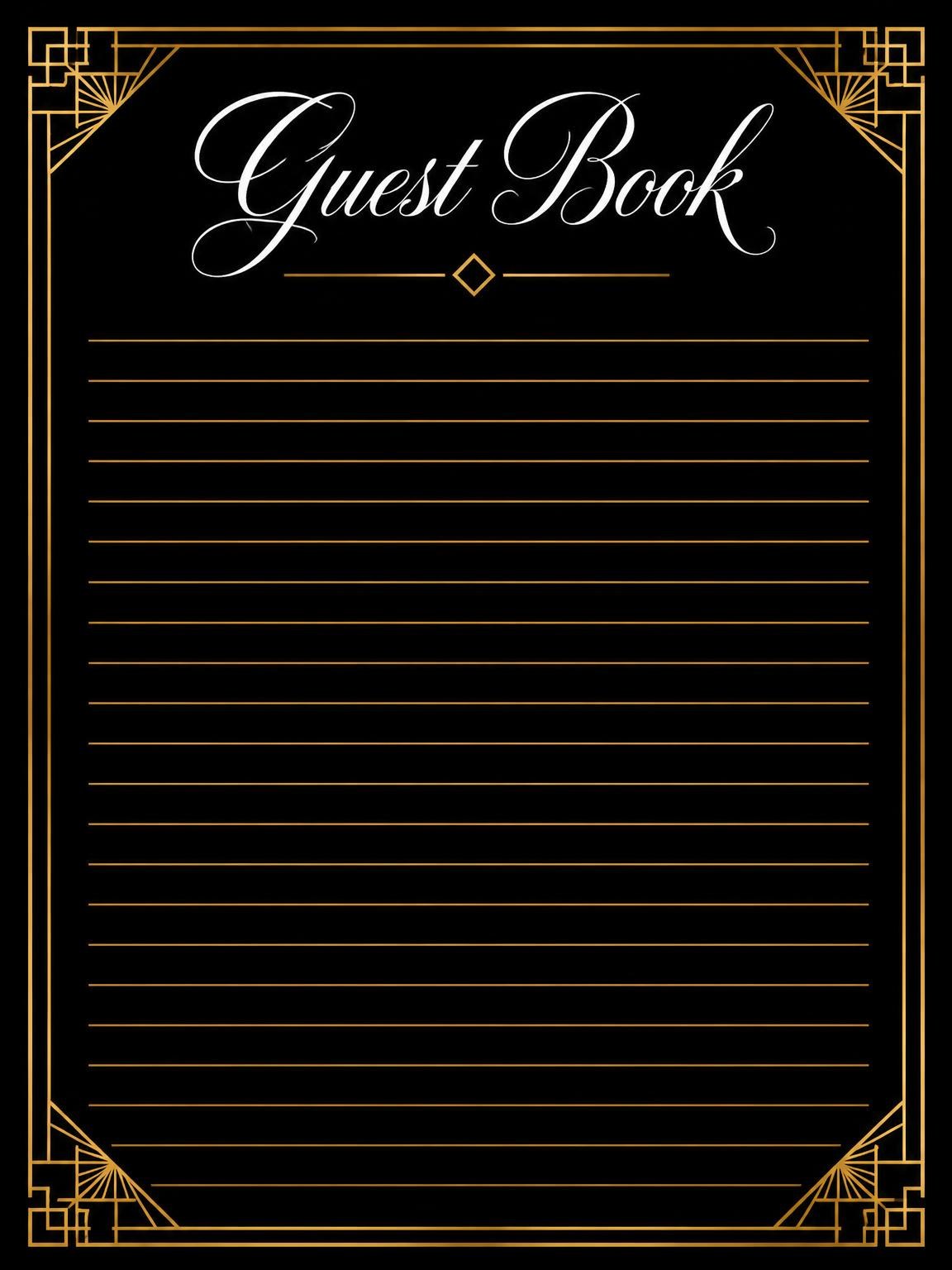 Guest sign-in sheet in the Art Deco 79th Birthday Invitation design