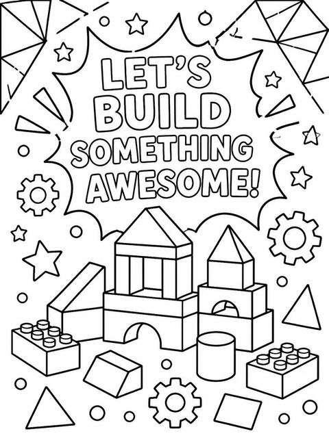 Coloring sheet in the Low-Poly Geometric Number 4th Birthday design