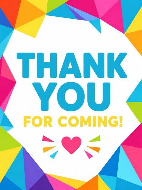 Thank-you flat in the Low-Poly Geometric Number 4th Birthday design