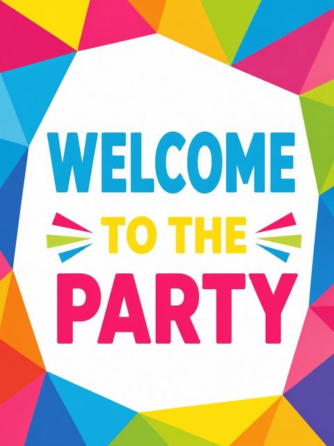 Welcome sign in the Low-Poly Geometric Number 4th Birthday design