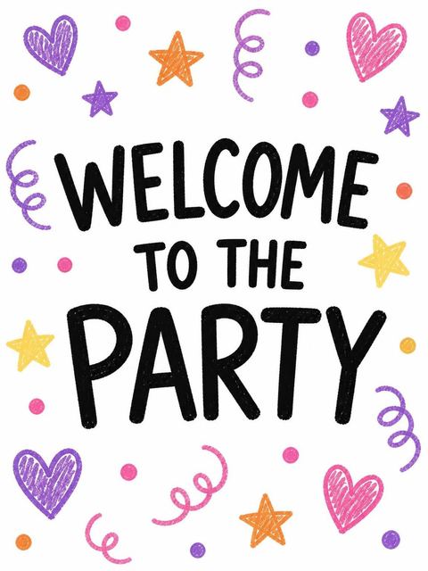 Welcome sign in the Crayon Scribble 1st Birthday Invitation design