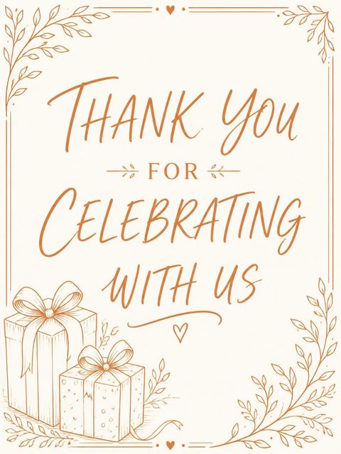 Thank-you flat in the Orange Ink Cake 60th Birthday Celebration design