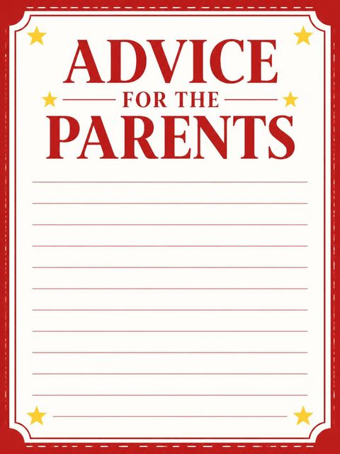 Advice card in the Red and Yellow Cinema Ticket Baby Shower design