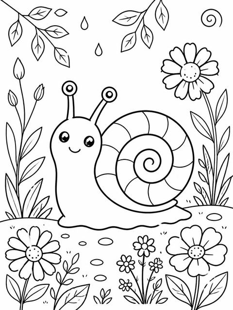 Coloring sheet in the Earth Tone Snail 1st Birthday design