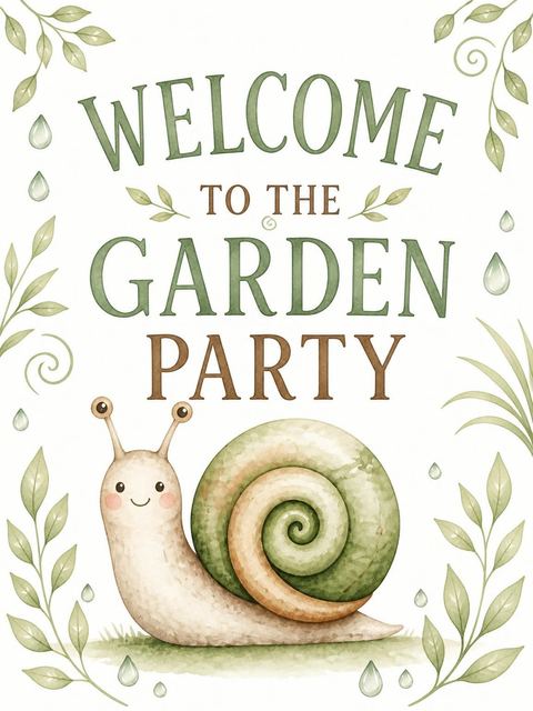 Welcome sign in the Earth Tone Snail 1st Birthday design