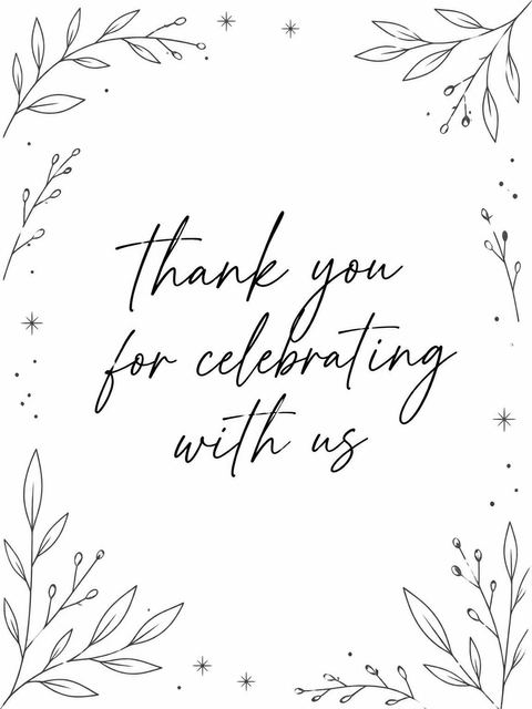 Thank-you flat in the Minimalist Black and White Sweet Sixteen design