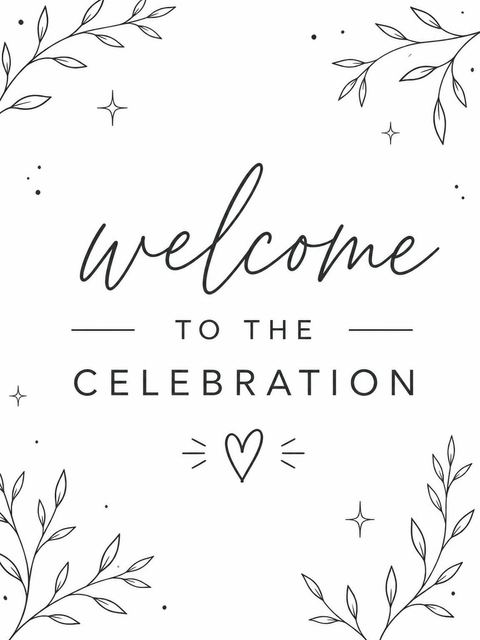 Welcome sign in the Minimalist Black and White Sweet Sixteen design