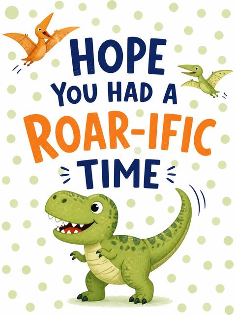 Goodbye card in the Roaring T-Rex Third Birthday design