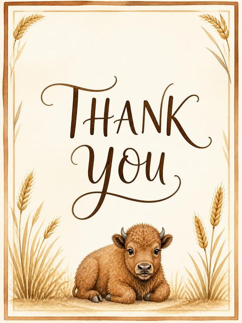 Thank-you flat in the Two Much Fun on the Prairie Birthday design