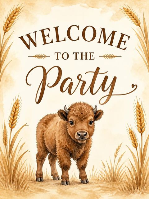 Welcome sign in the Two Much Fun on the Prairie Birthday design