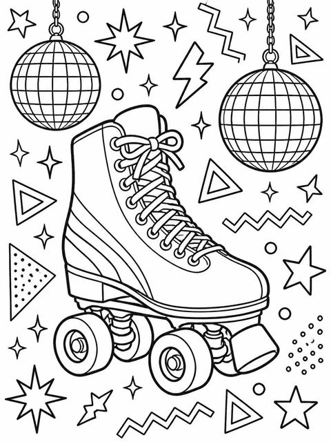 Coloring sheet in the 80s Teal Roller Disco 16th Birthday design