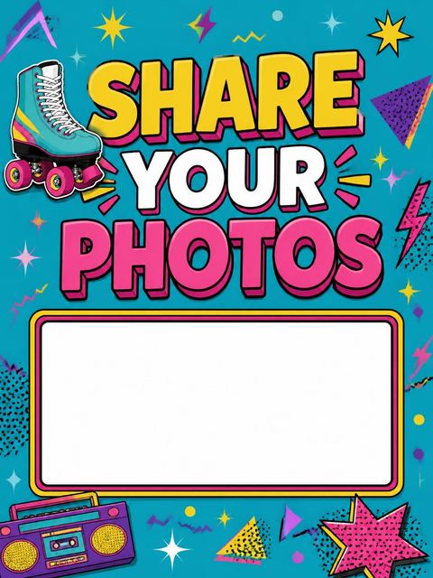Hashtag card in the 80s Teal Roller Disco 16th Birthday design