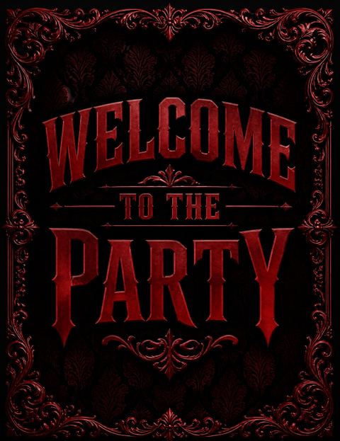 Welcome sign in the Red Leather 40th Baroque Milestone Birthday design