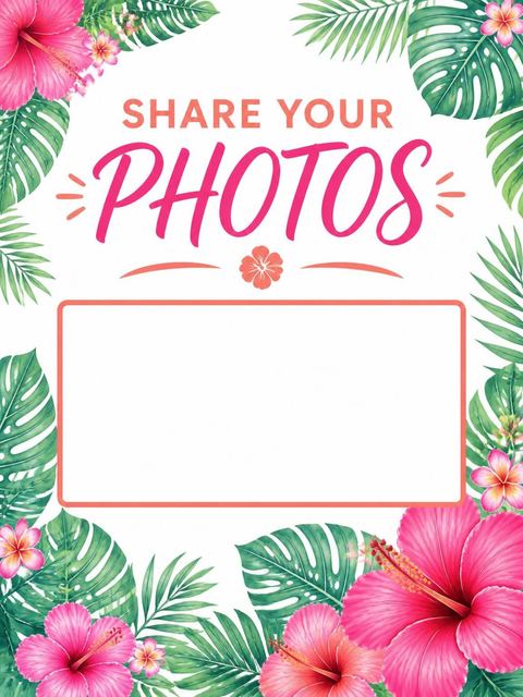 Hashtag card in the Pink Hibiscus Tropical Beach Party design