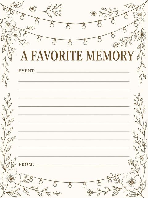 Memory card in the Cream Botanical String Light 55th Birthday design