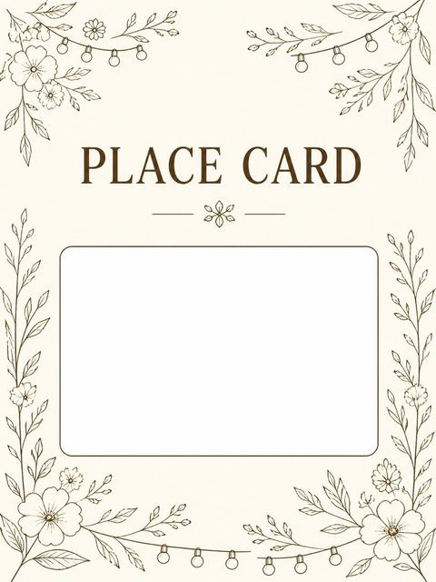 Place card in the Cream Botanical String Light 55th Birthday design