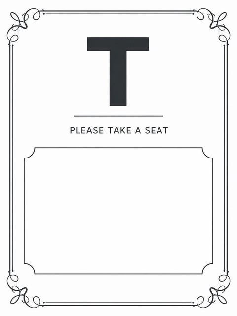 Place card in the Monochromatic Monogram Minimalist 25th Birthday Invitation design