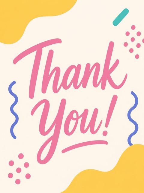 Thank-you flat in the 90s Memphis Abstract Birthday Invitation design