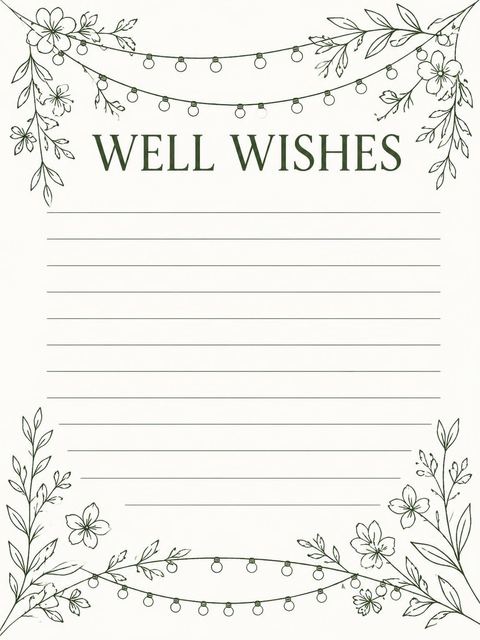 Wishes page in the Olive Floral String Light 30th Birthday design