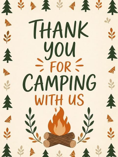 Thank-you flat in the Forest Tent Camping 5th Birthday Invitation design