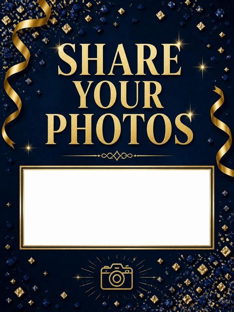 Hashtag card in the Navy Velvet Gold Streamer 60th Birthday design