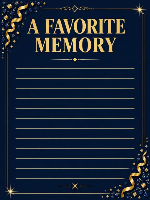 Memory card in the Navy Velvet Gold Streamer 60th Birthday design