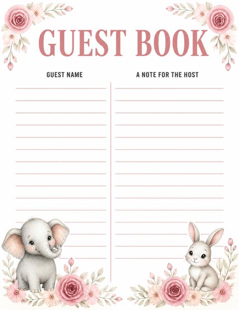 Guest sign-in sheet in the Wooden Block First Birthday Invitation design